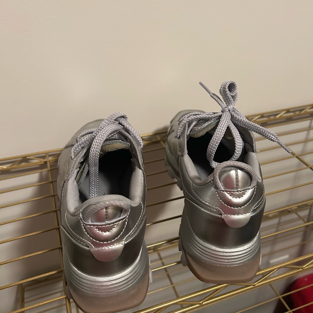 Metallic Silver Athletic Shoes - Picture 3 of 5